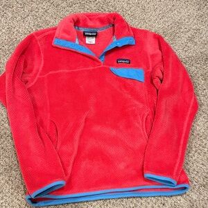 Patagonia women’s Vibrant Red and Blue Crewneck Sweater